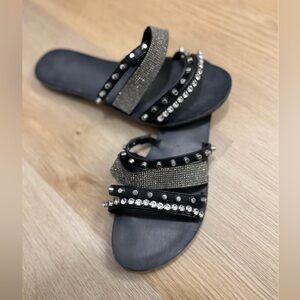 Elegant Black and Silver Women's Sandals